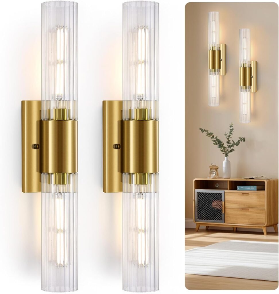 Modern Gold Bathroom Vanity Light with Clear Acrylic Tube