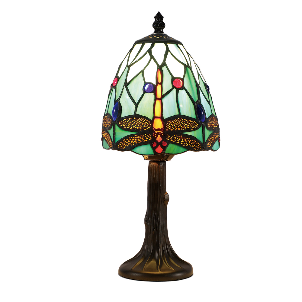 Tiffany-Style Dragonfly Table Lamp with Stained Glass Shade