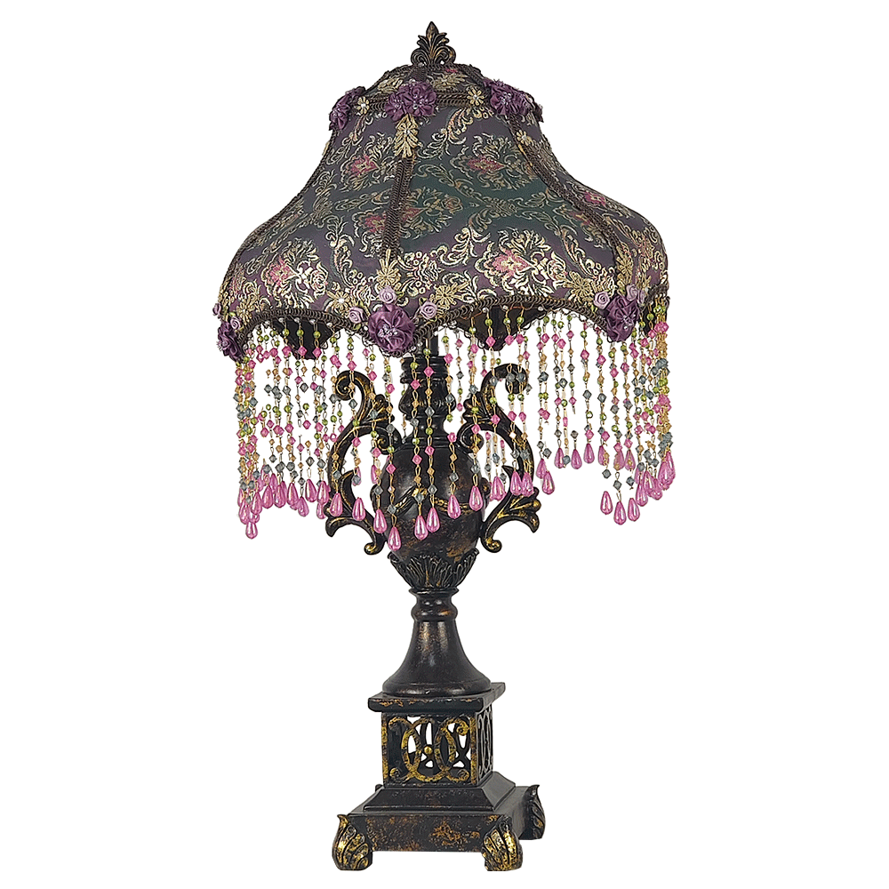 Vintage Victorian Beaded Fringe Table Lamp