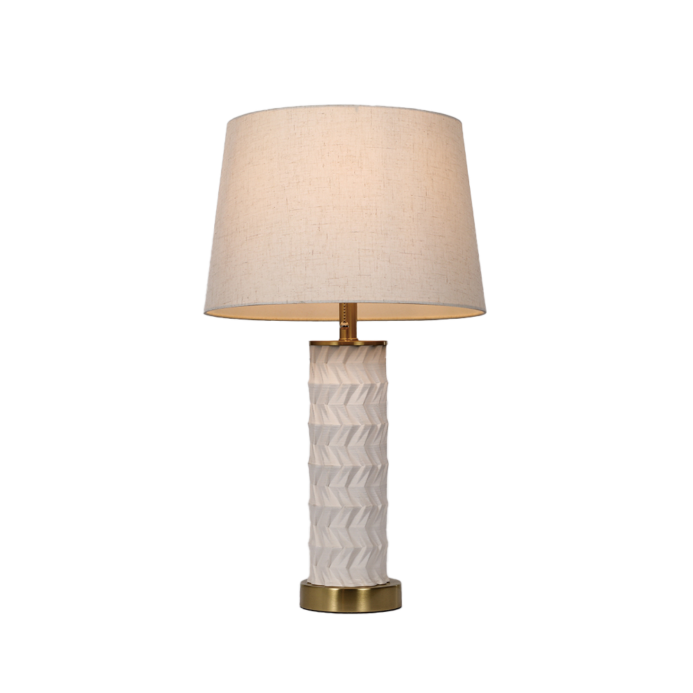 Modern Textured Ceramic Table Lamp with Linen Shade
