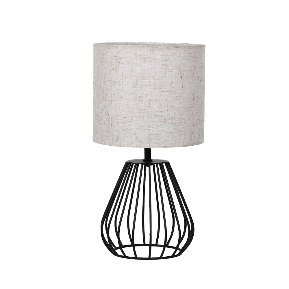 Modern Wire Frame Table Lamp with Linen Shade – Home Decor
