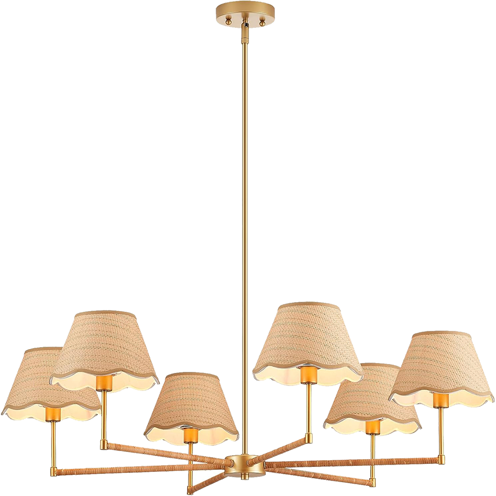 Adjustable Boho Rattan Chandelier