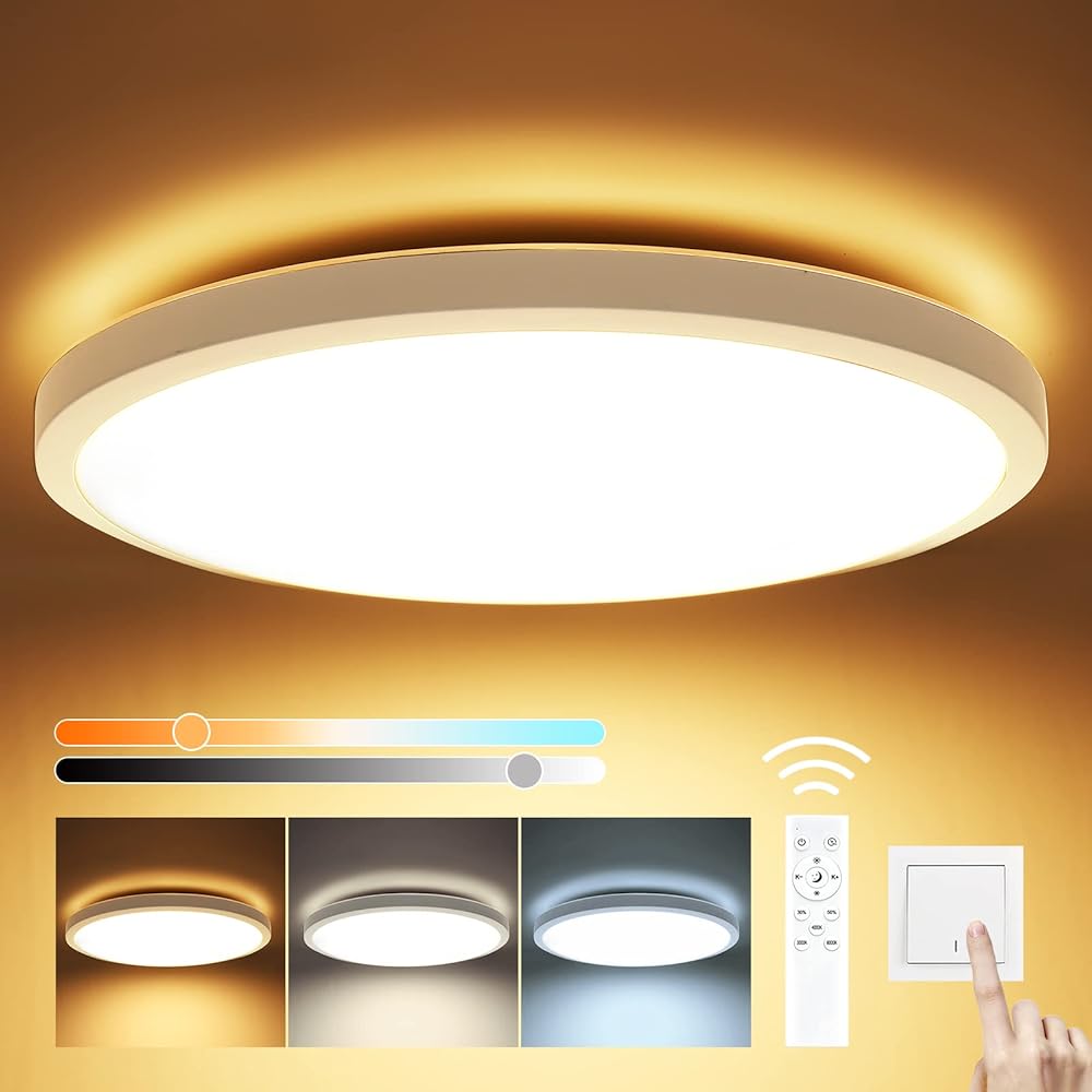 Modern LED Ceiling Light with Remote Control – Dimmable and Color Temperature Adjustable