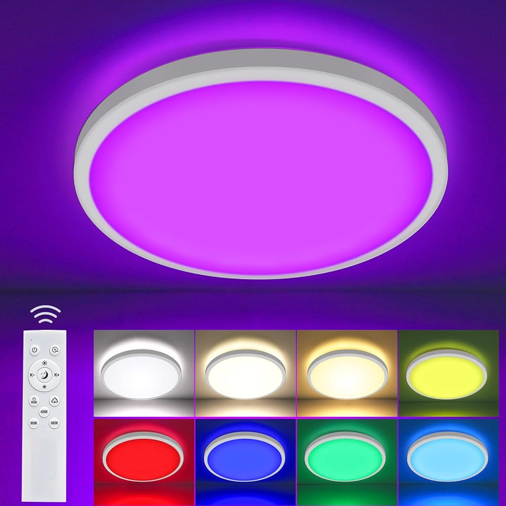 Modern RGB LED Ceiling Light with Remote Control