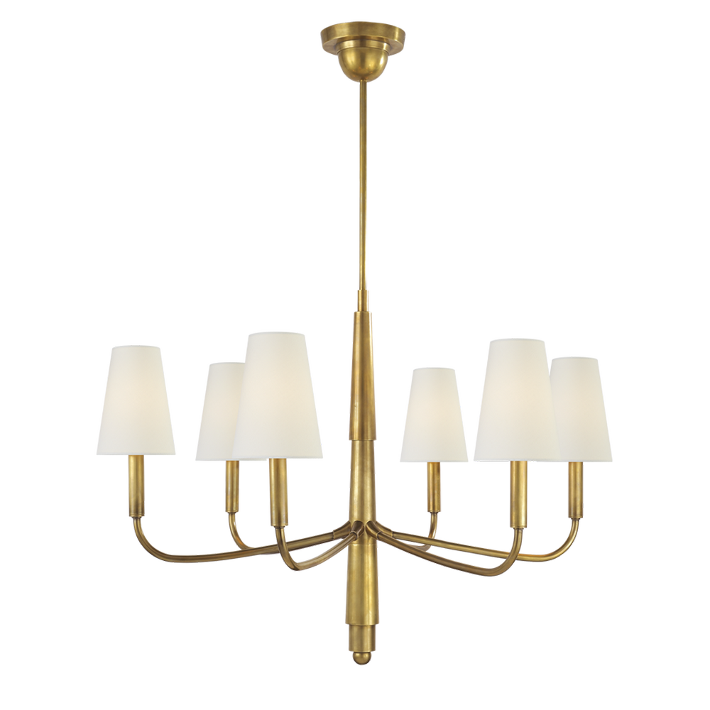 Gold Pendant Chandelier with Fabric Shades