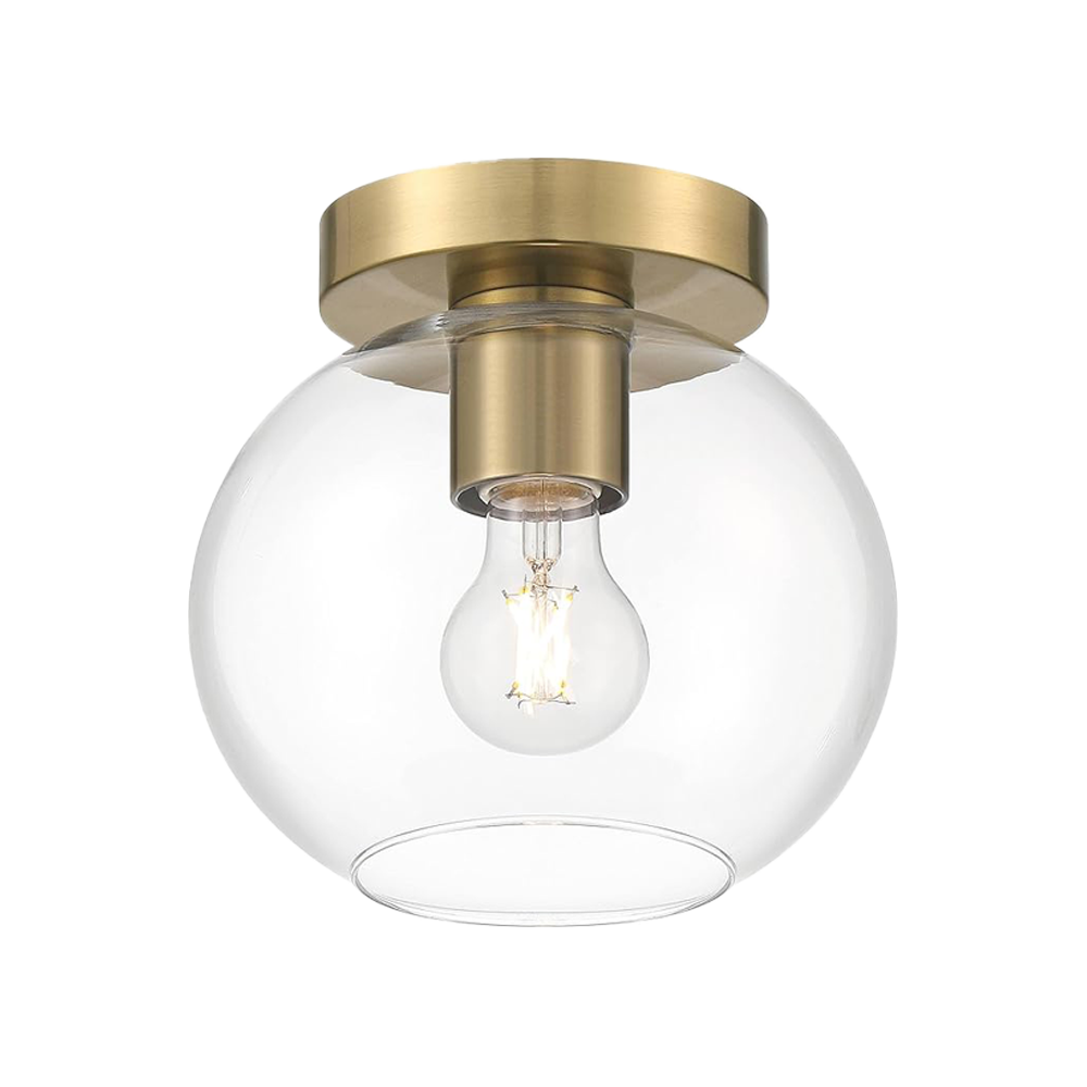 Modern Brass Ceiling Light with Clear Glass Globe