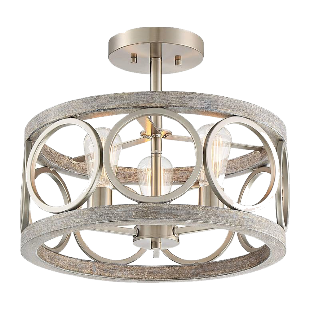 Farmhouse Metal Semi Flush Mount Ceiling Light Fixture