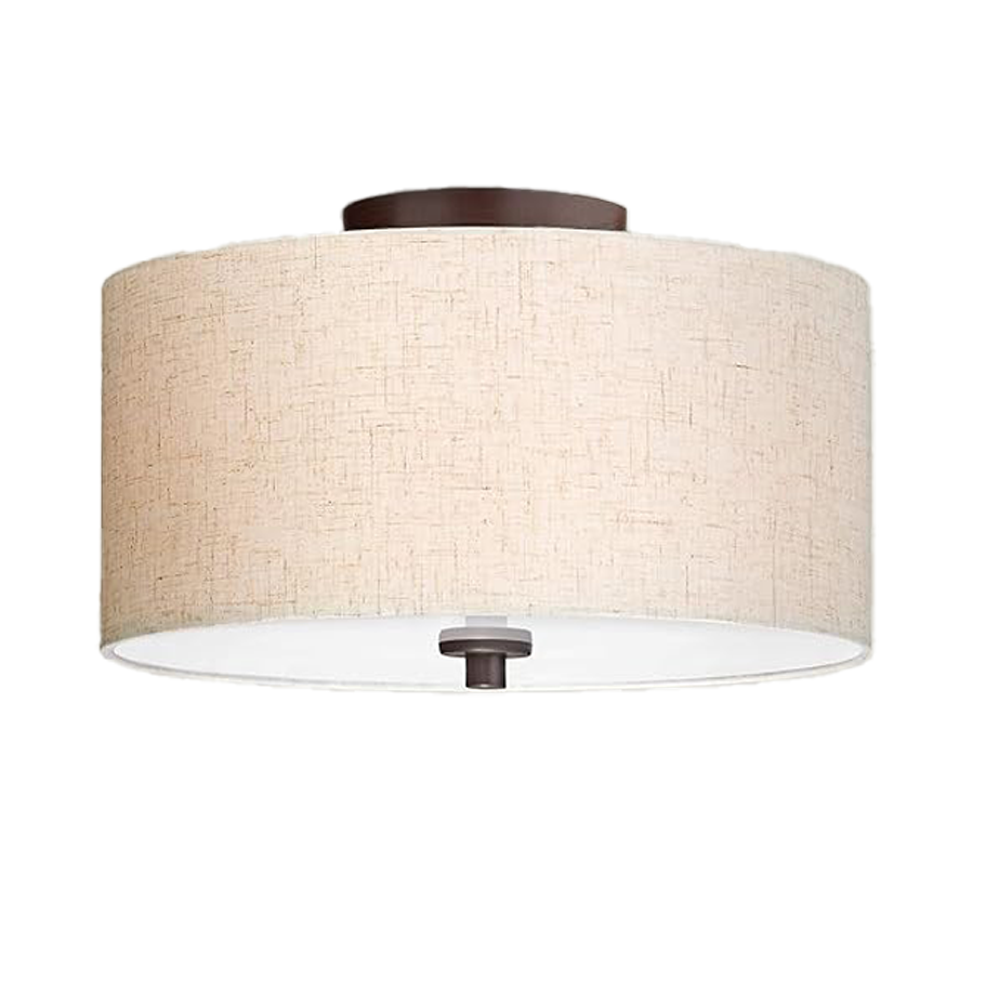 Modern Drum Shade Ceiling Light with Linen Fabric – Elegant Home Decor
