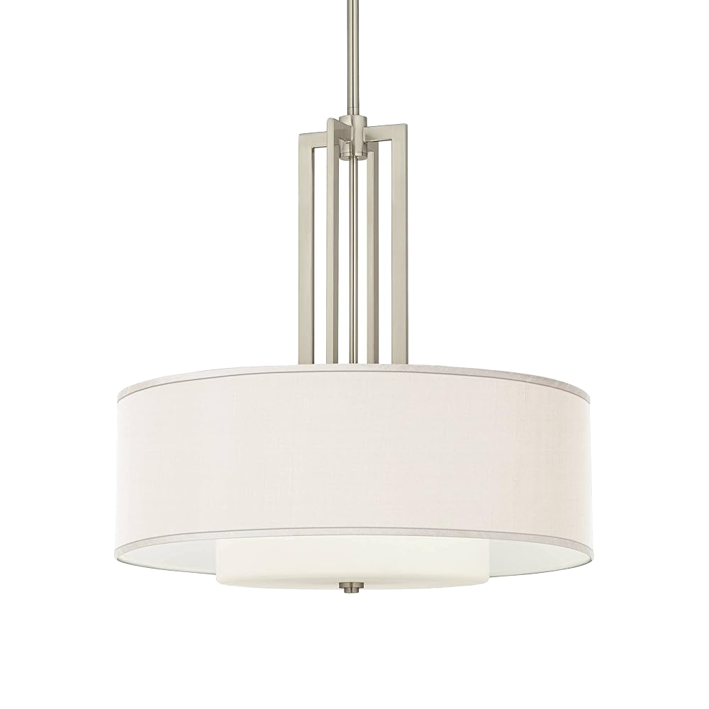 Modern Drum Pendant Light with White Fabric Shade – Elegant Home Decor