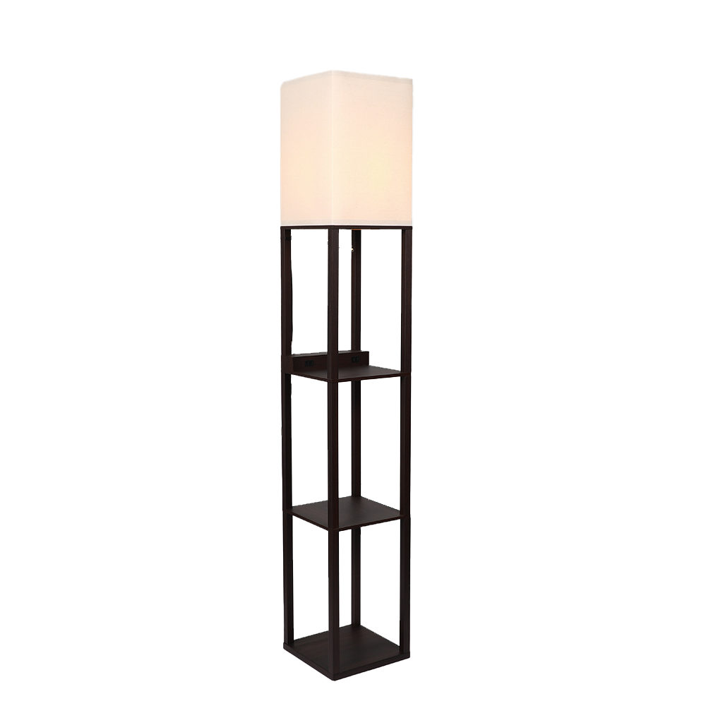 Modern Floor Lamp with Shelves and USB Charging – Home Decor
