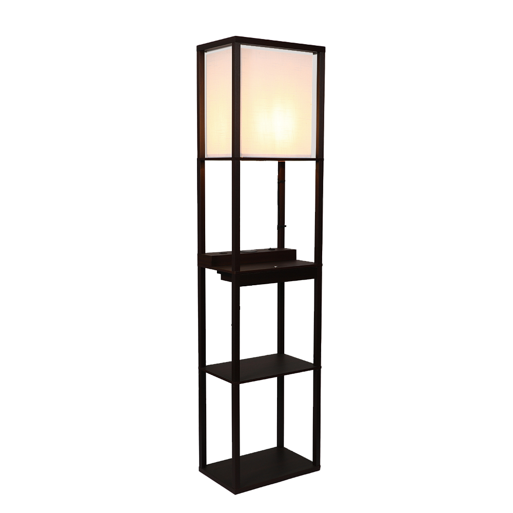 Modern Floor Lamp with Shelves and USB Charging