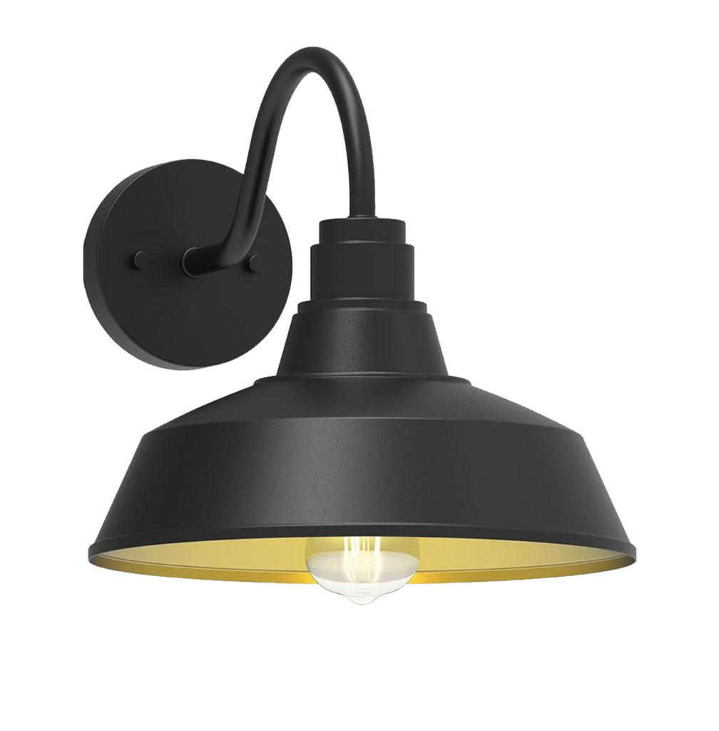 Modern Black Wall Sconce with Gold Interior