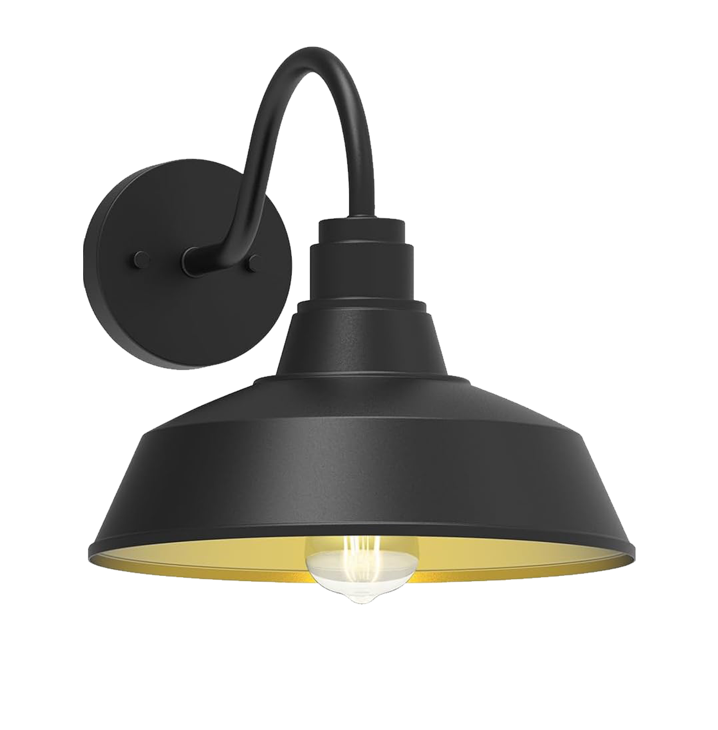 Modern Black Wall Sconce with Gold Interior - Industrial Home Decor