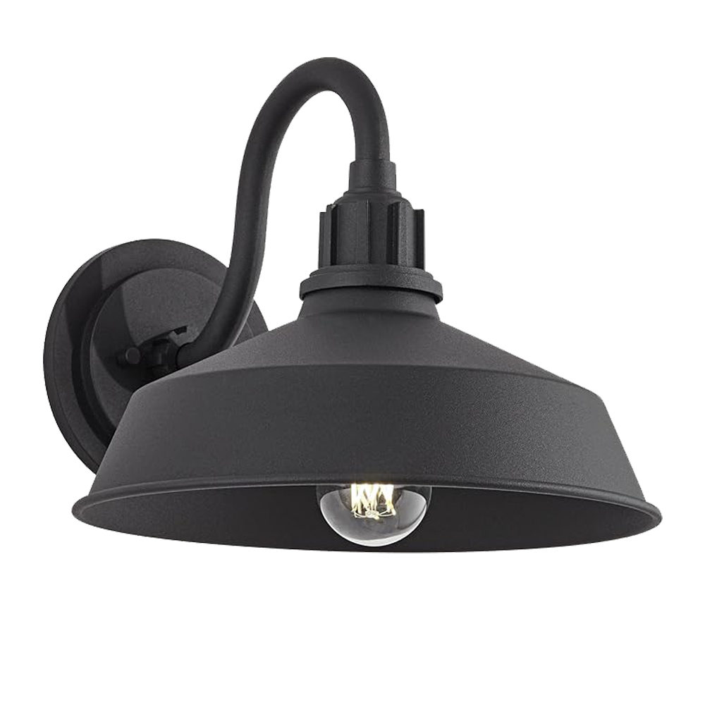 Modern Black Metal Barn Wall Sconce with Clear Glass Shade – Home Decor