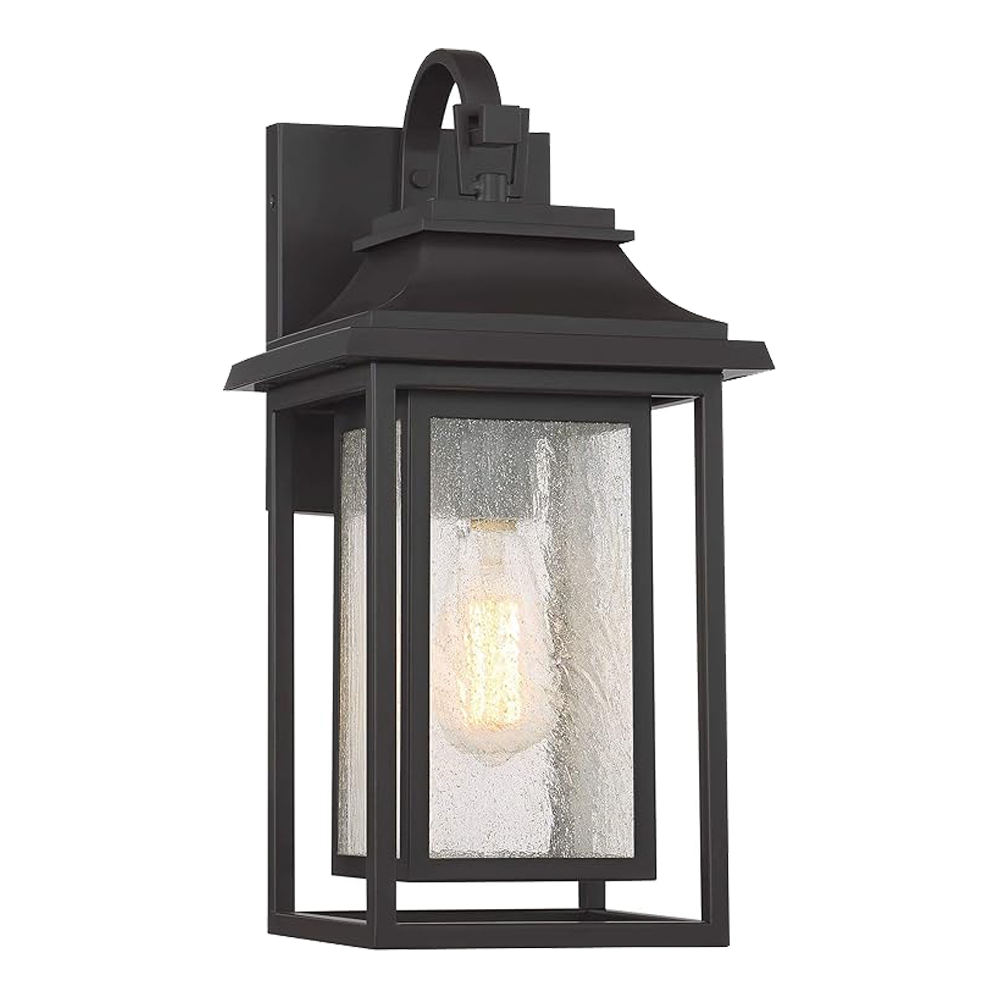 Farmhouse Outdoor Wall Lantern with Seeded Glass Panels – Home Decor