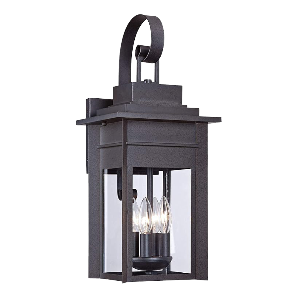 Traditional Black Outdoor Wall Lantern with Clear Glass Panels – Home Decor