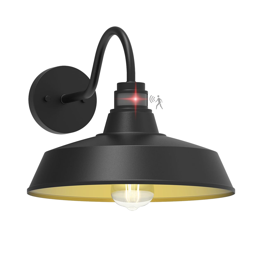 Large Black Outdoor Wall Sconce with Motion Sensor