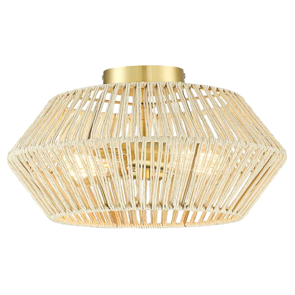 Rattan Boho Flush Mount Ceiling Lamp