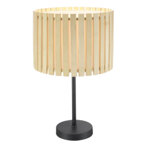 Wood Colored Hollow with White PVC Shade Table Lamps