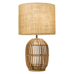 Vintage Bamboo Woven Table Lamps Farmhouse Rattan Bedside