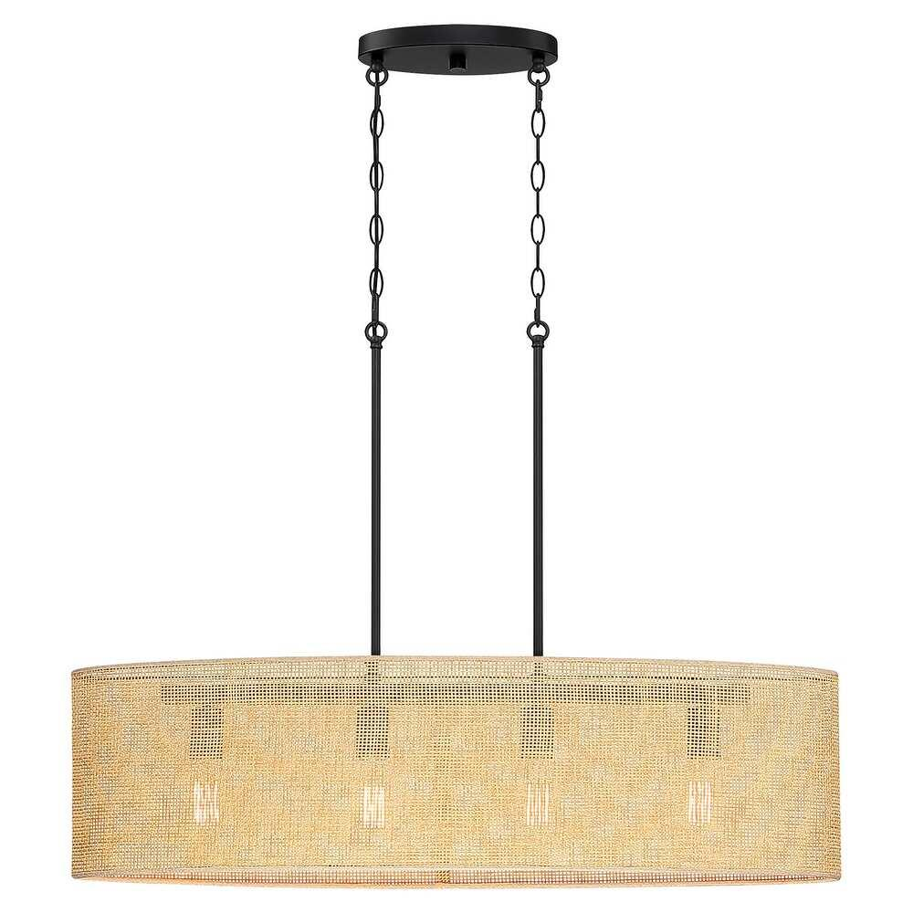 Modern Farmhouse Rustic Chandelier with Fabric Shade