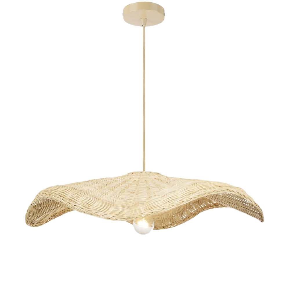 Hand Woven Rattan Wave Wicker Ceiling Lamp Shade