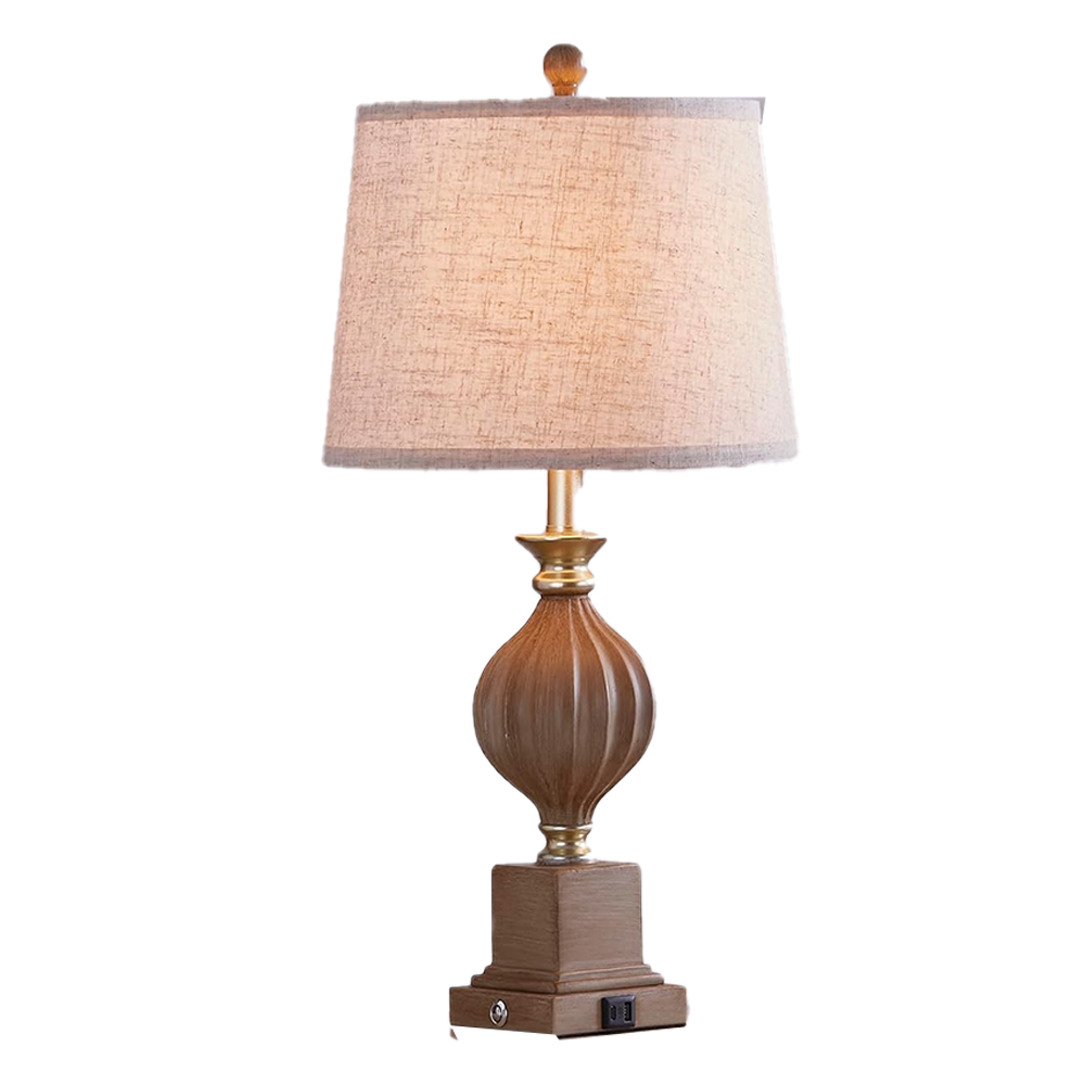 Vintage Farmhouse Table Lamp with USB