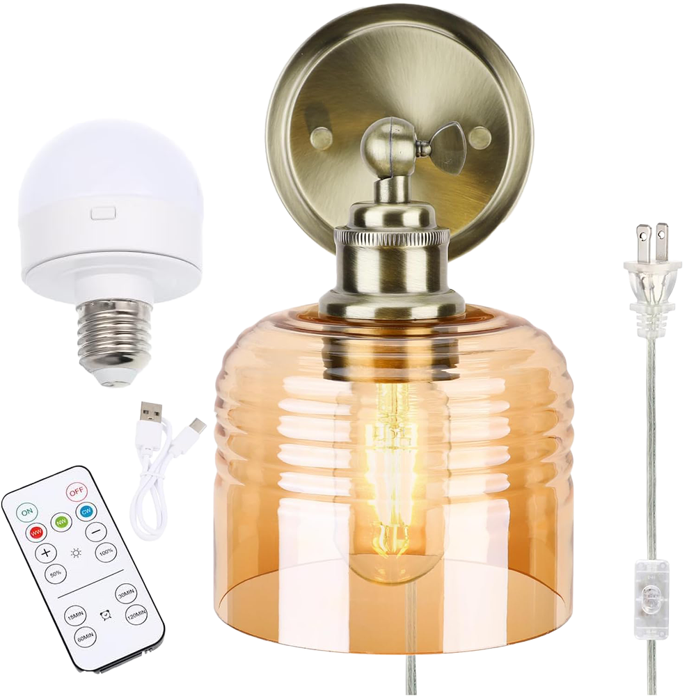 Modern Plug-In Wall Sconce with Remote Control