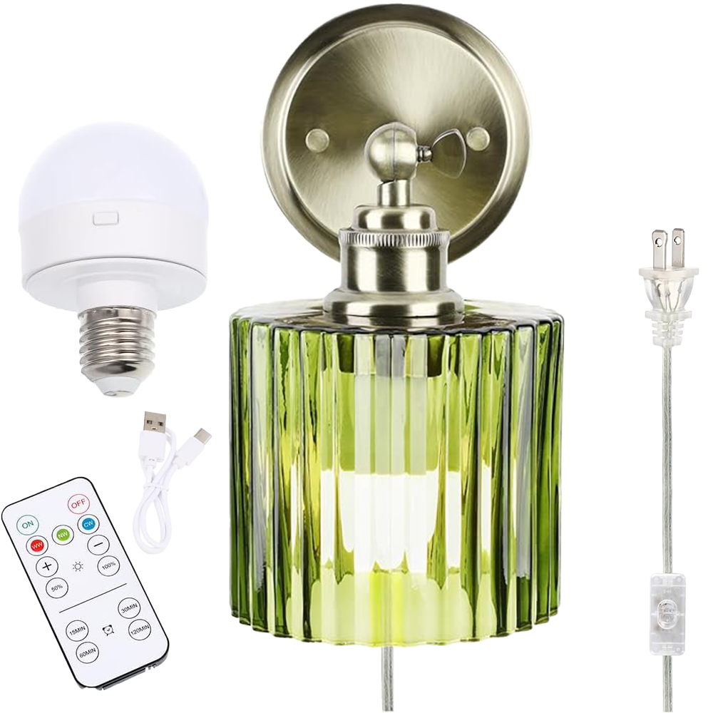 Modern Plug-In Wall Sconce with Remote Control
