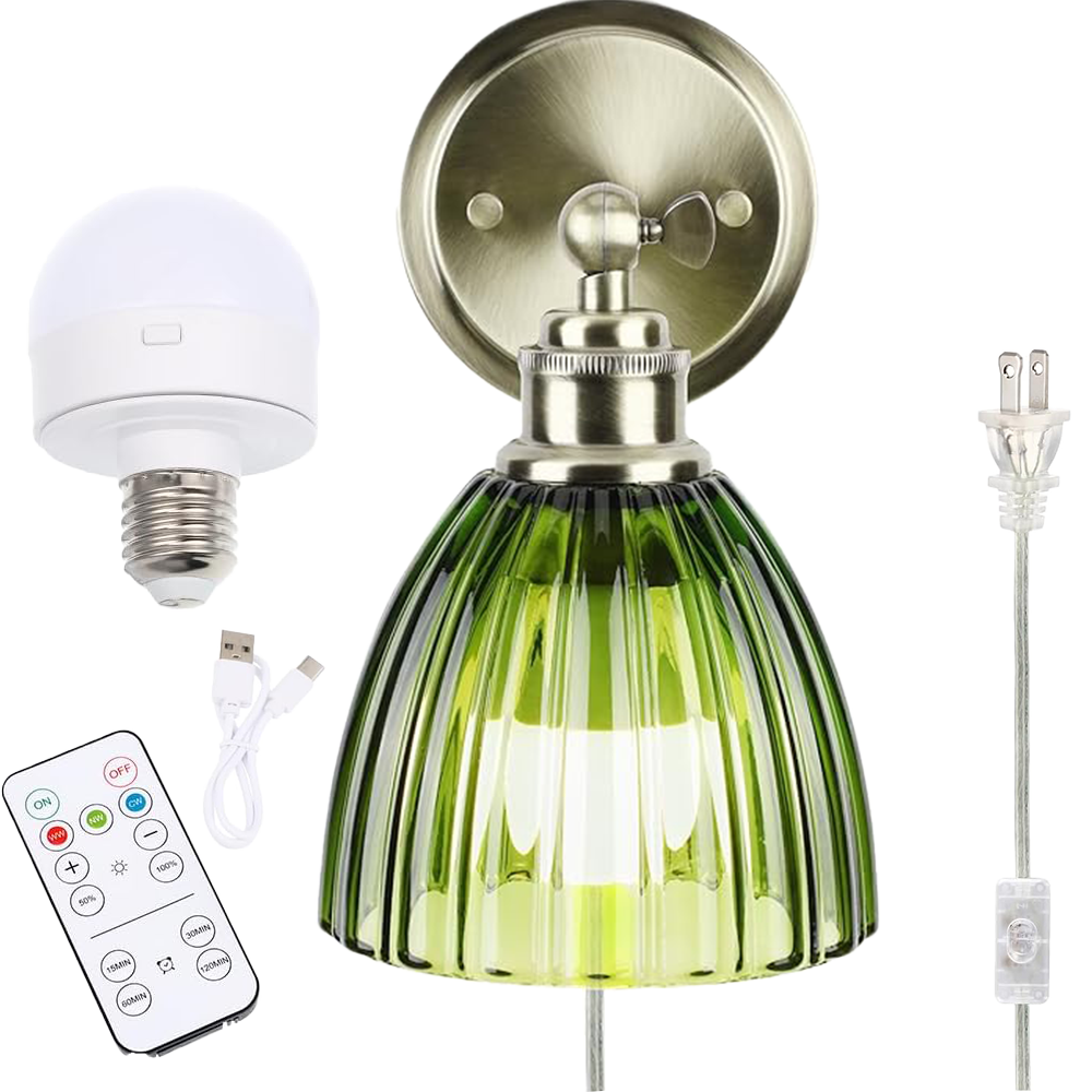 Modern Plug-In Wall Sconce with Remote Control
