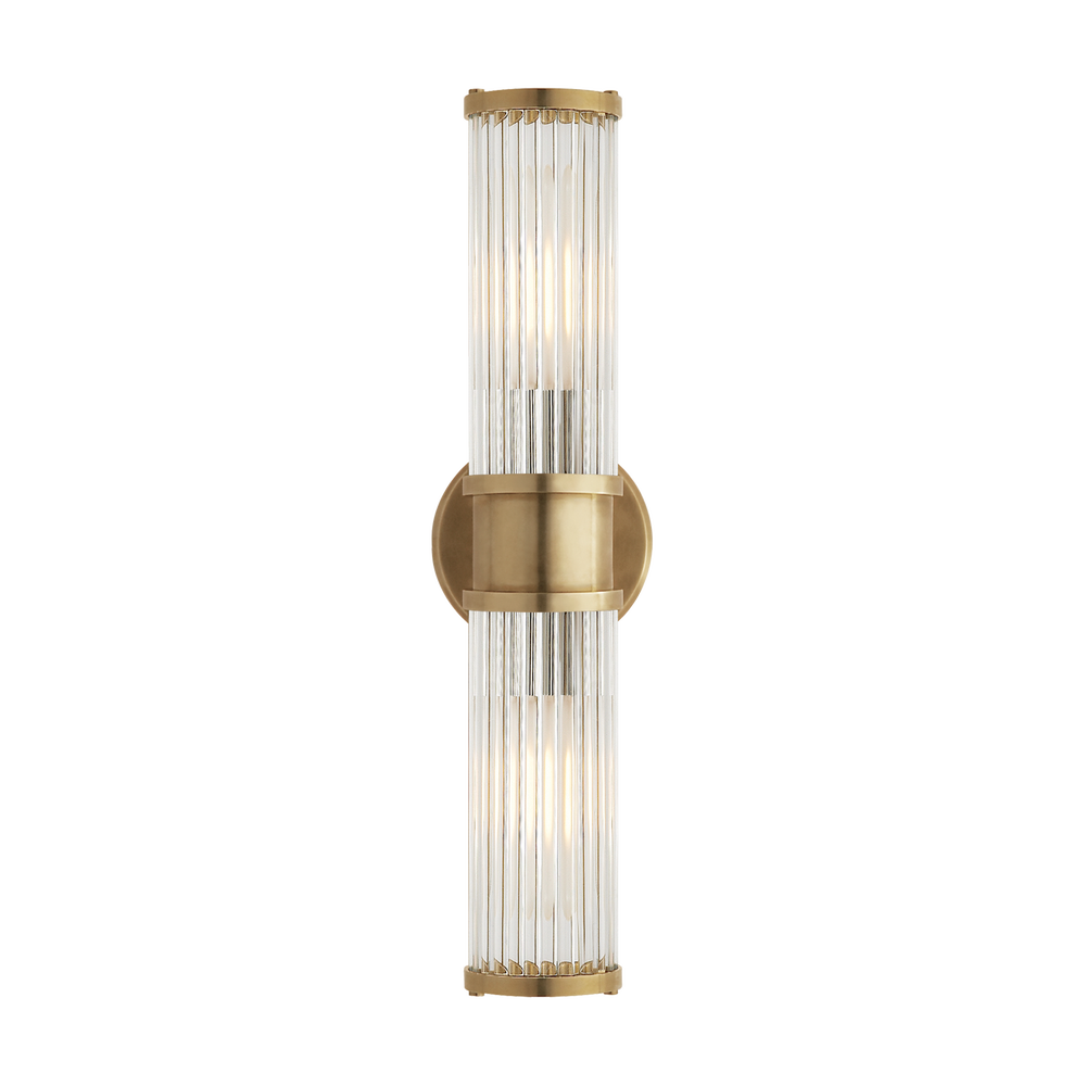 Modern Brass Wall Sconce with Ribbed Glass Shades – Home Decor